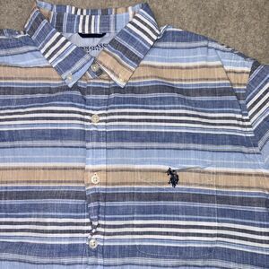 U.S. Polo Assn Mens Short Sleeve Button Down Shirt Striped Size Large